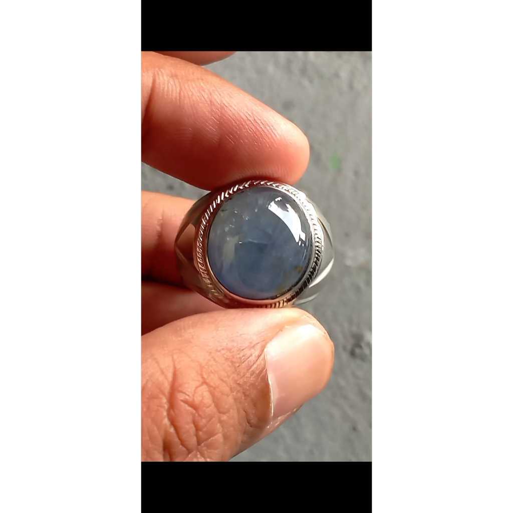Blue Safir Burma Kristal Ring Stainlis