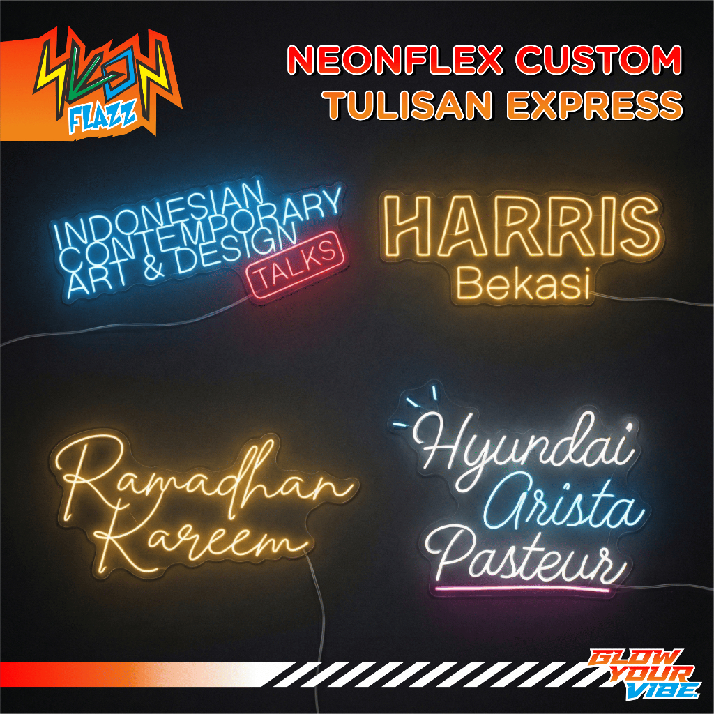 Custom Neon LED Tulisan Nama Logo Bentuk Neon Flex Lampu Neon Nama Logo Bentuk Suka Suka