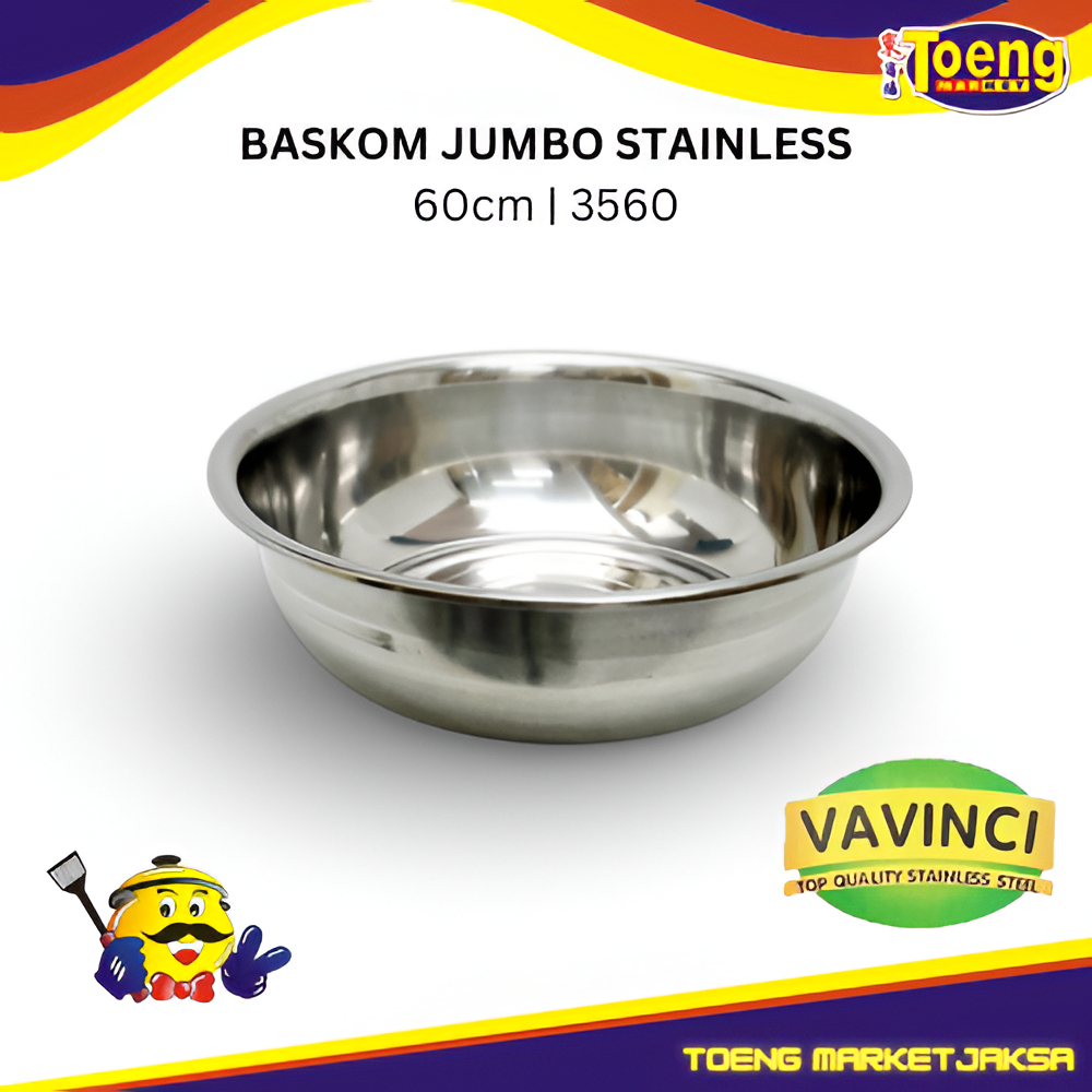 Baskom Jumbo Stainless D 60 cm Untuk Makanan Food Grade -BASKOM BESAR STAINLESS 60cm 3560 VAVINCI