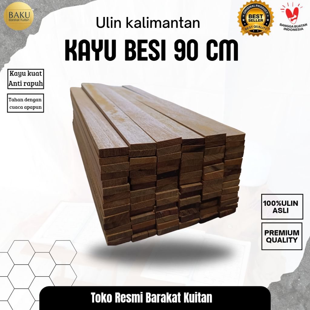 lis stick kayu ulin/plank dinding/Kayu reng papan panjang 1 meter (90cm)bersih Jidar kayu(penggaris 