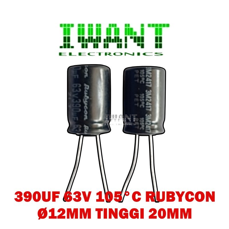 390UF 63V 105°C CAPASITOR ELCO 390 UF 63 VOLT KAPASITOR ELKO 63V 390UF RUBYCON