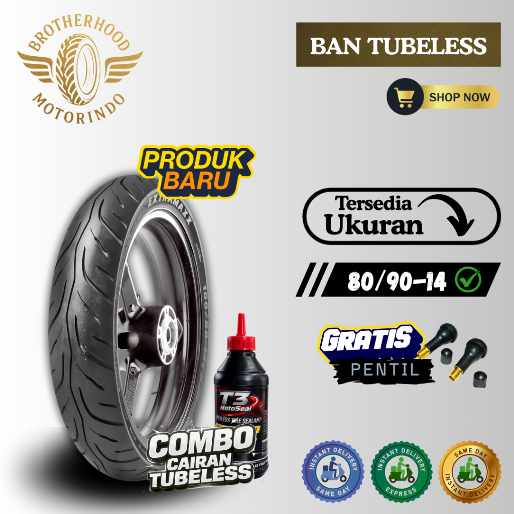 BAN MAXXIS EXTRAMAXX M6233 BAN TUBLES 80/90-14 / BAN MOTOR RING 14 / BAN MAXXIS RING 14 BEAT GENIO V