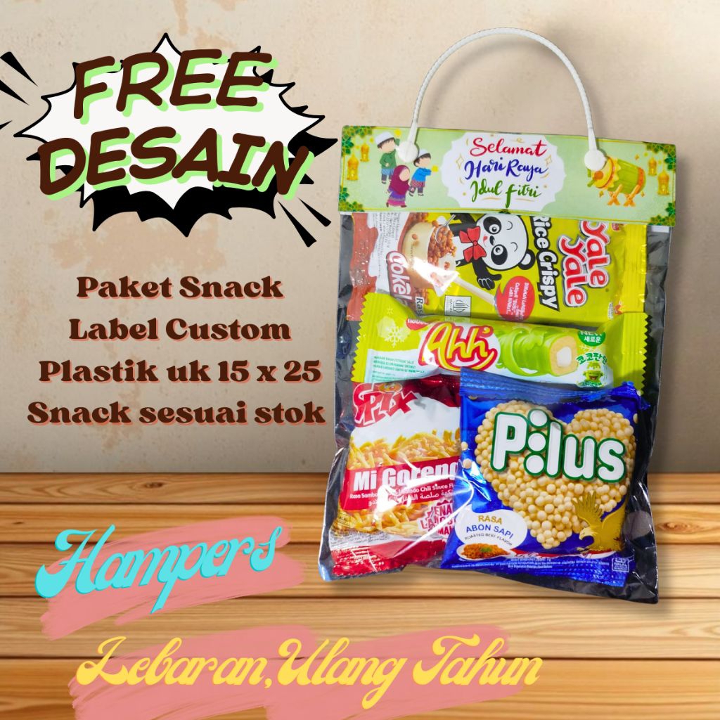 (PL004) Paket Snack Ulang Tahun, Lebaran, Gift berbagai acara. Paket snack label desain custom