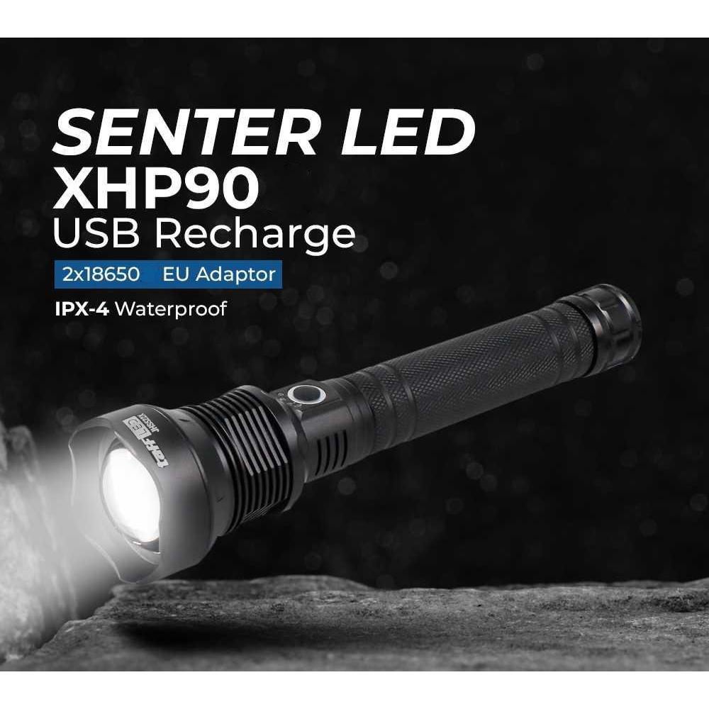 Senter LED USB Rechargeable Flashlight Waterproof XHP90