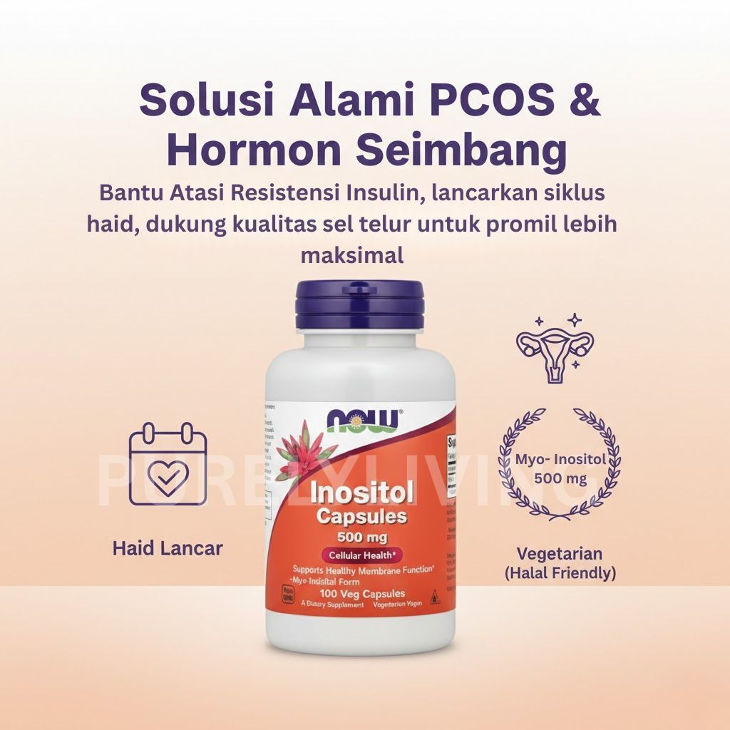 Inositol 500mg 100 Veg Caps  - Suplemen PCOS & Promil - Myo-Inositol USA Original