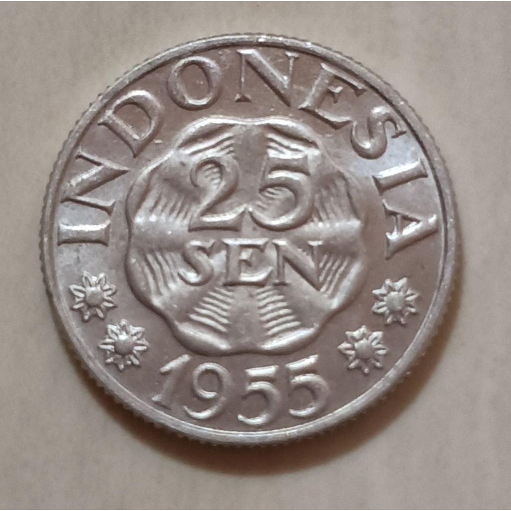 koin Indonesia 25 sen tahun 1955..