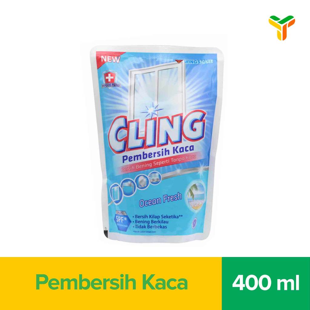 Cling Pembersih Kaca Biru Pouch 425 Ml