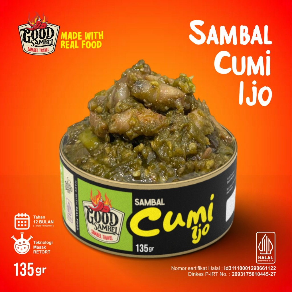 Good Sambel Sambal Baby Cumi Ijo Kemasan Kaleng 135gr Sambal Siap Saji Halal