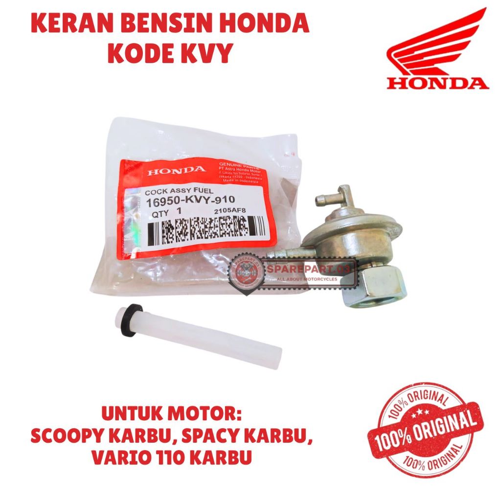 KRAN BENSIN ORIGINAL HONDA KODE KVY, SCOOPY KARBU, SPACY KARBU, VARIO 110 KARBU