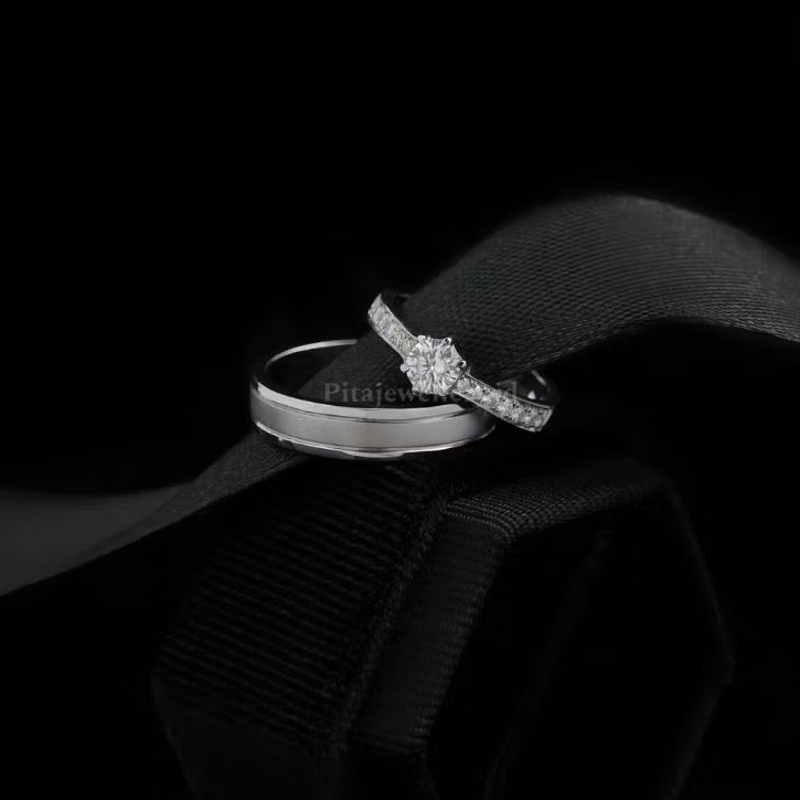 Paket Couple Emas Putih 25% dan Palladium 5% / Engagement Ring