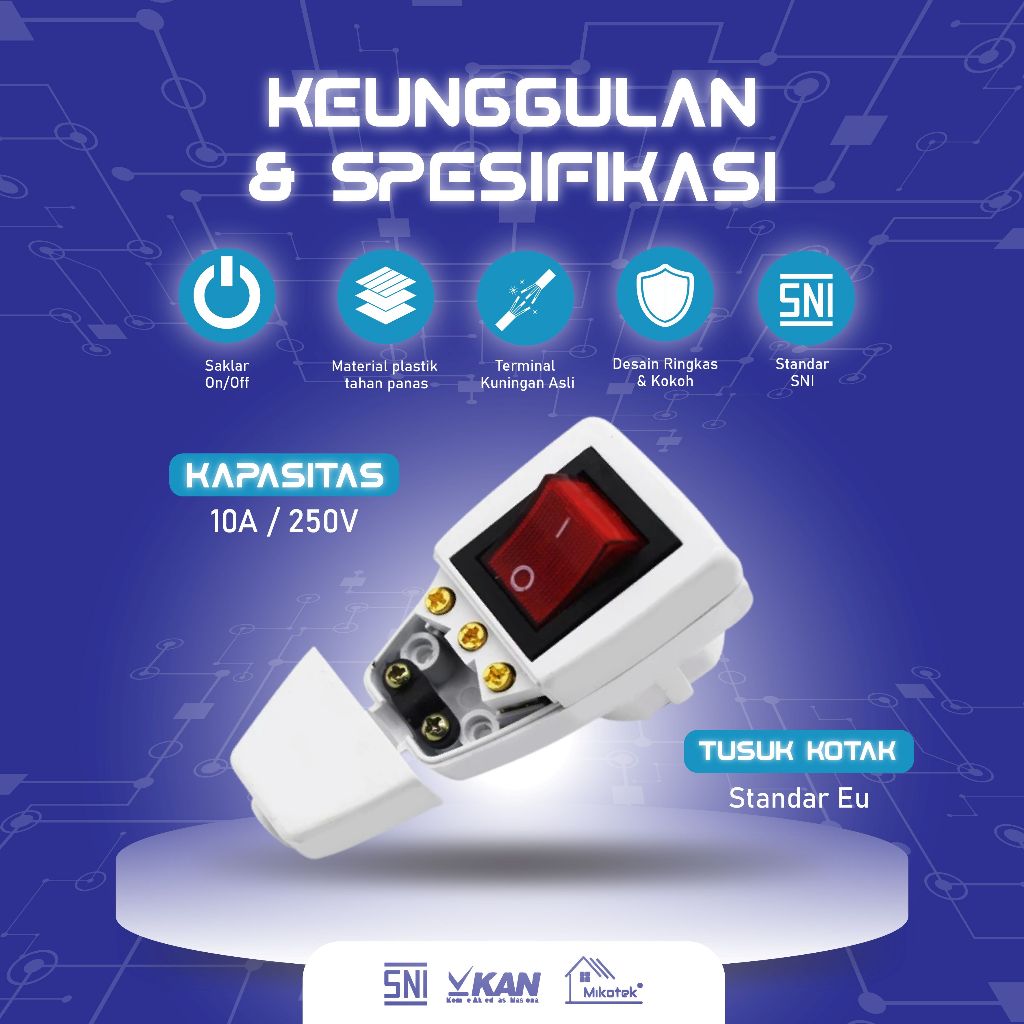 MIKOTEK Steker Saklar Lampu DUTRON / Colokan Saklar Lampu MT-7899T