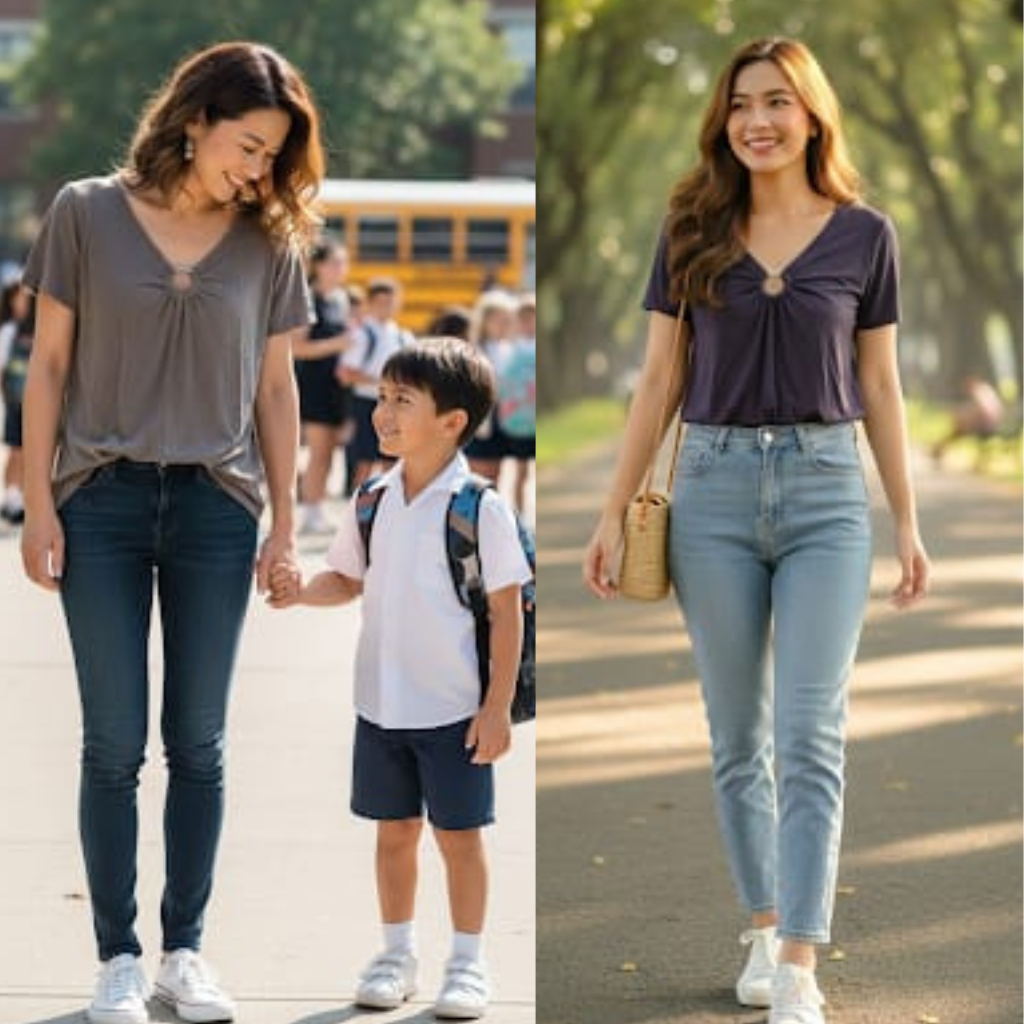 Kaos Wanita Lengan Pendek Kerah V Neck Classic,Adem,Lembut,cocok Digunakana hari-Hari,Dirumah,Santai