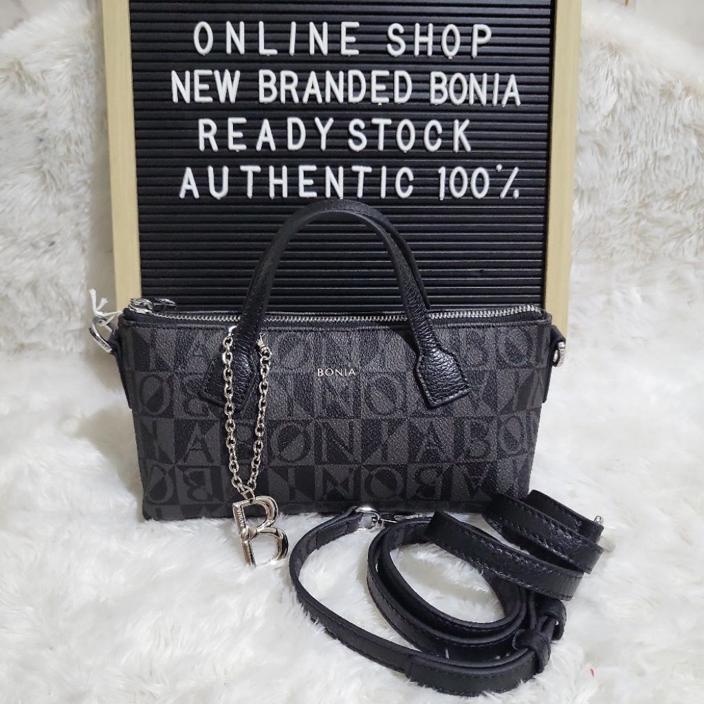 tas bonia original sling bag mini monogram hitam