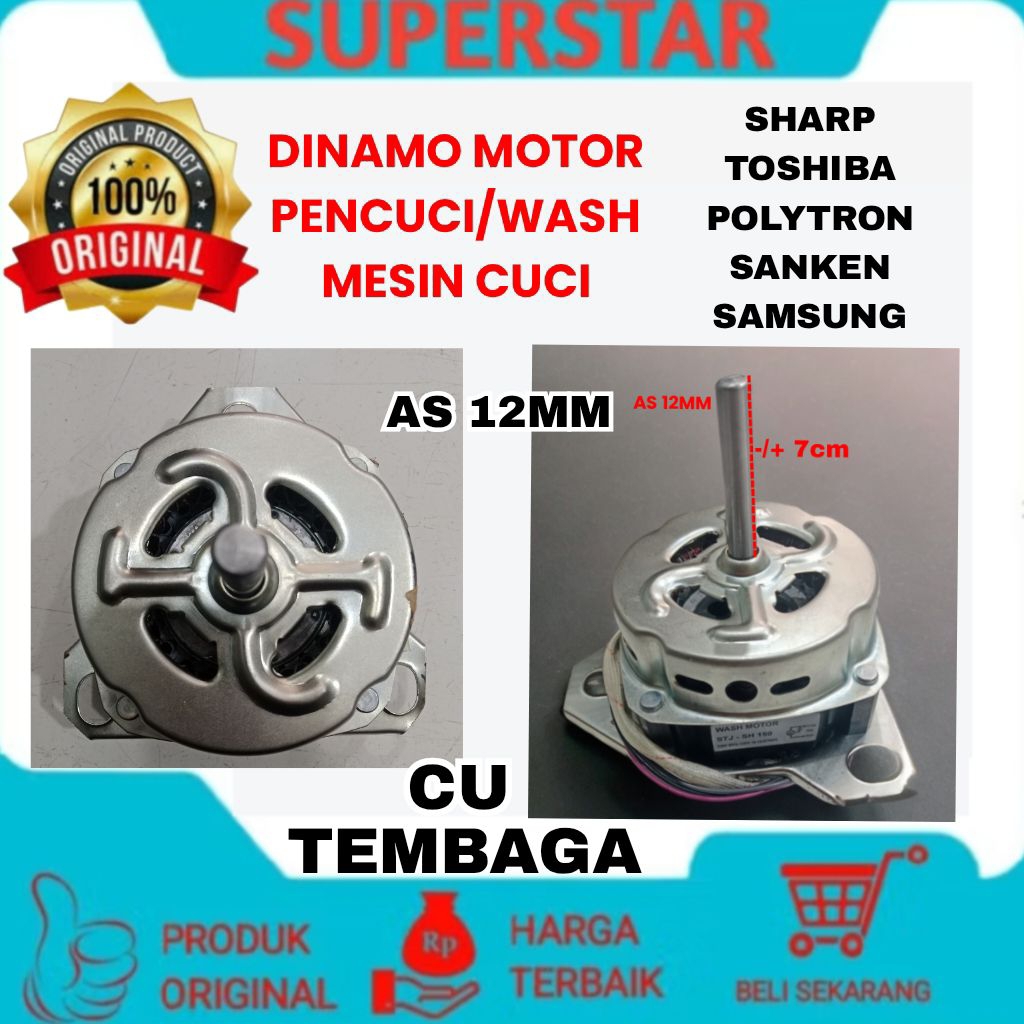 Dinamo wash/pencuci mesin cuci sharp 14kg-16kg as 12mm, tembaga