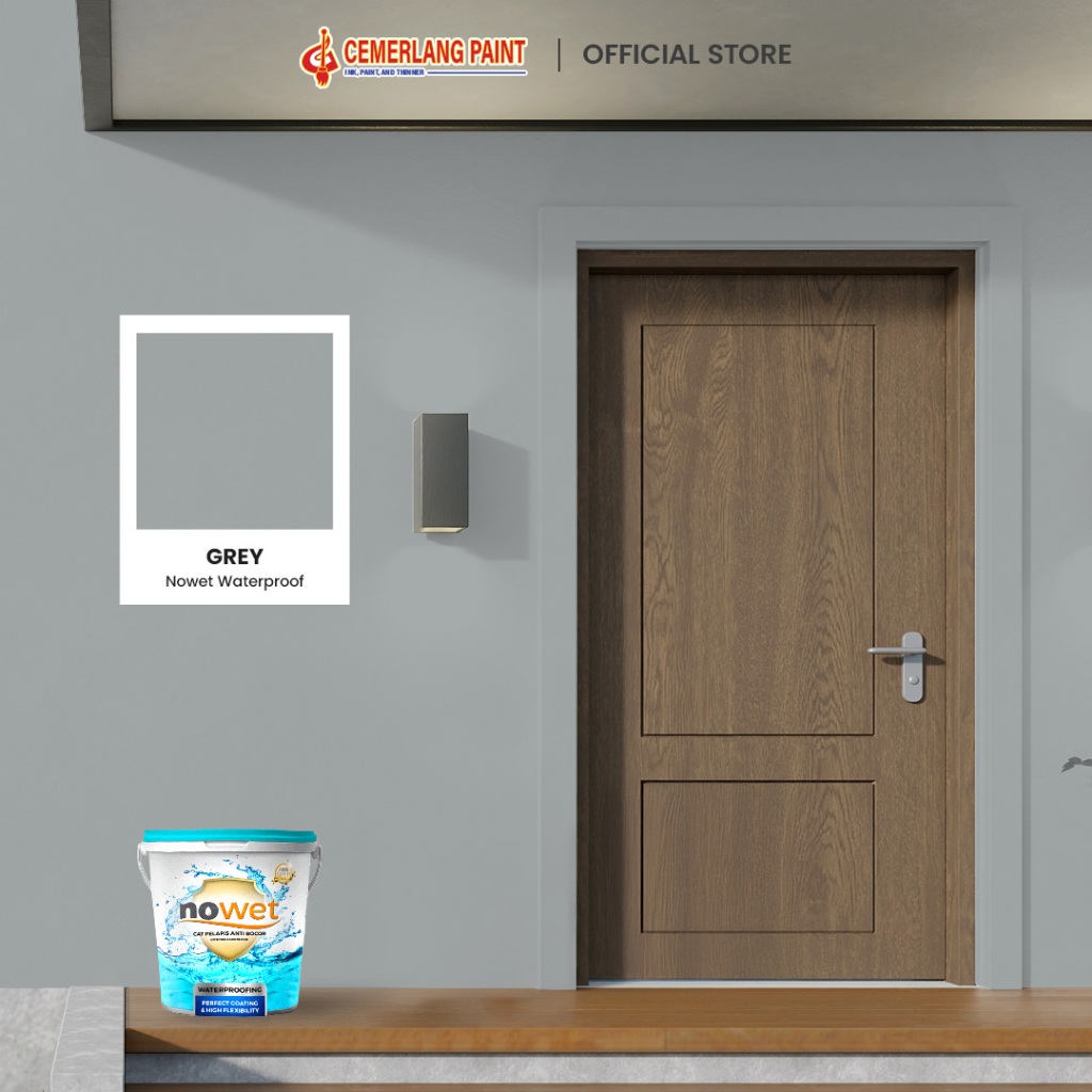 Cat Waterproof Anti Bocor NOWET Pelapis Anti Bocor Aquaproof Dak Beton Genteng Seng 4L - Warna Grey