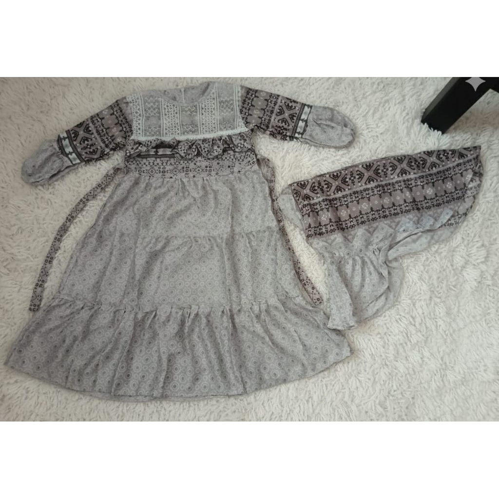 Baju gamis lebaran anak perempuan bahan satin untuk anak 4-5th