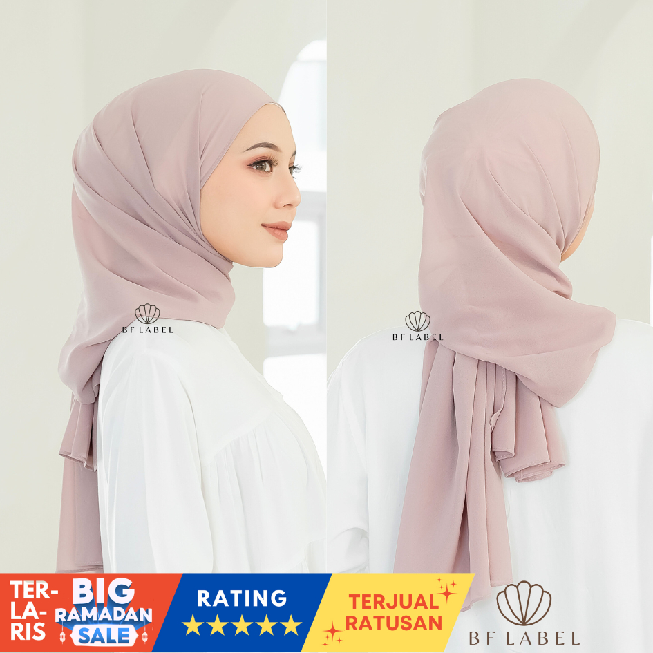 BF Label - PASHMINA TURKISH | Pashmina Shawl Chiffon Premium Size 180x75 | Pashmina Ceruty Babydoll