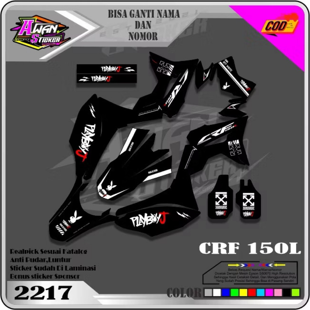 Decal crf 150L/Stiker CRF150L decal crf putih hitam series bebas custom design