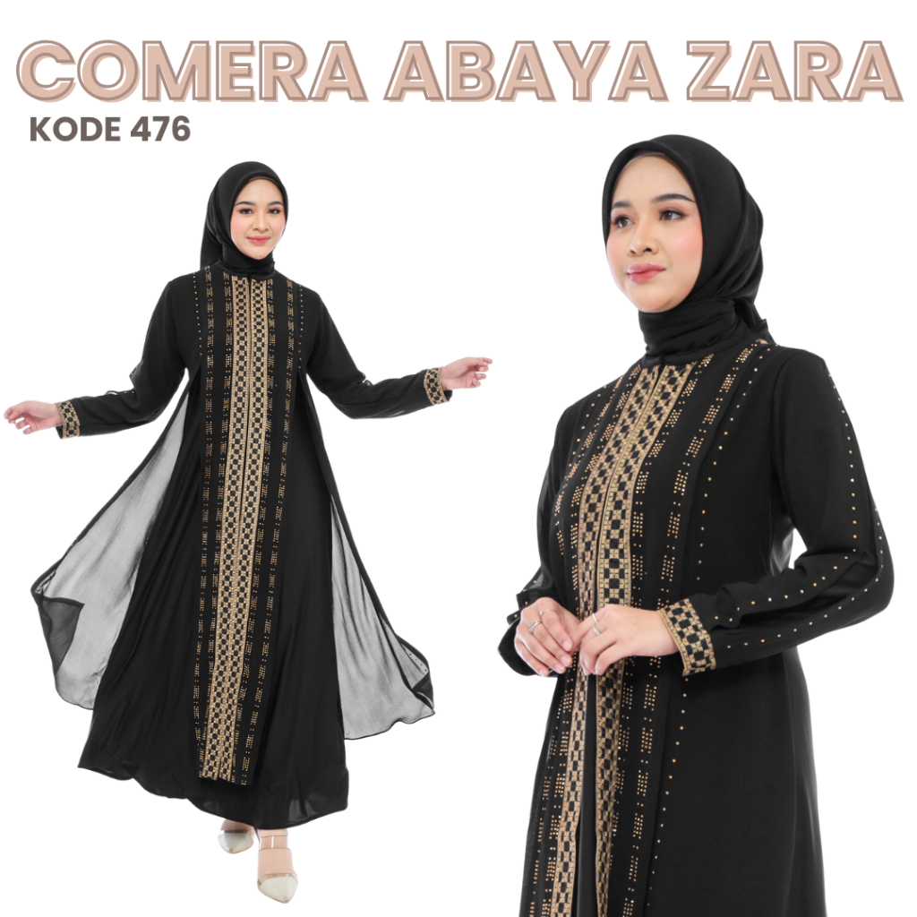Dress Abaya Turkey Comera Fashion Muslimah Pesta Lebaran 2026 Bordir Payet Gamis Hitam M L XL XXL