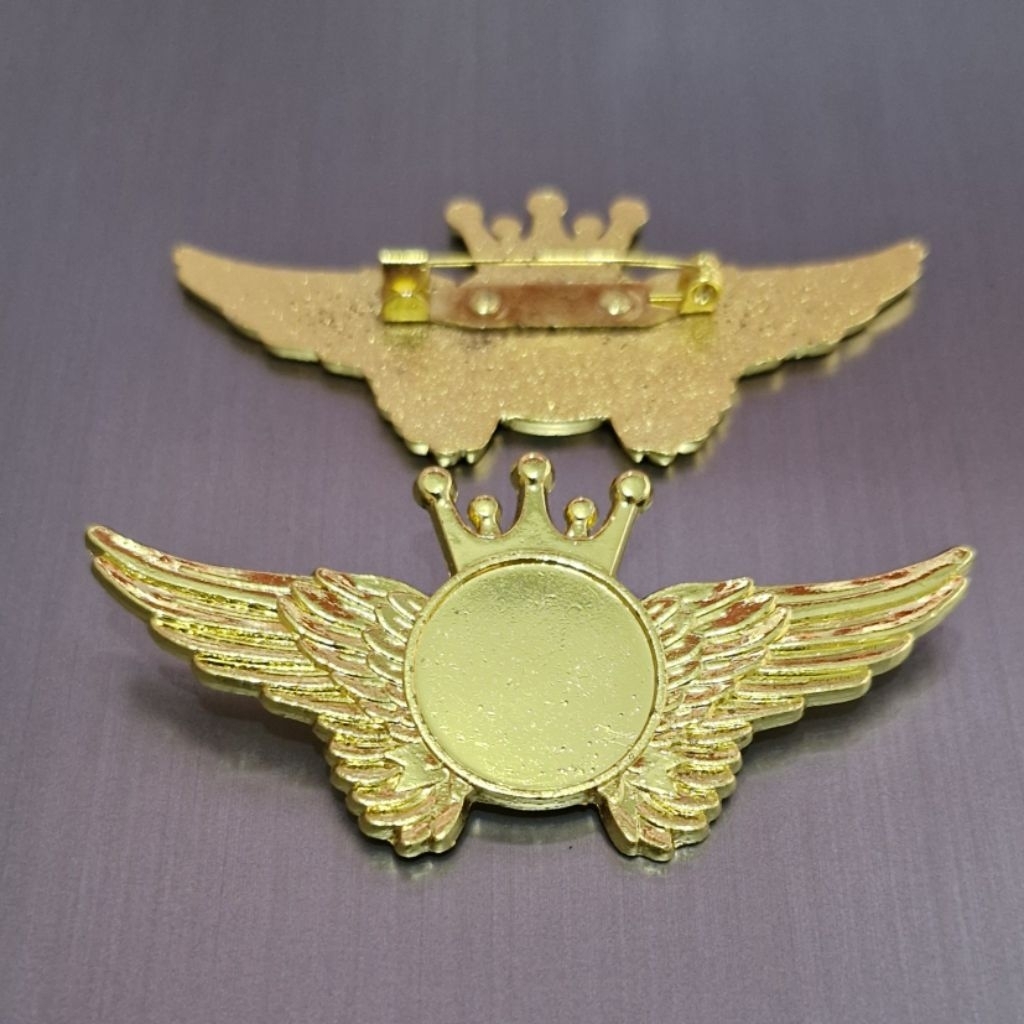 Pin wing mahkota polosan bahan kuningan / Pin polosan tanpa logo model wing mahkota