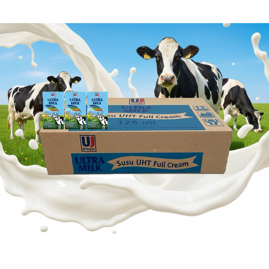 Susu Ultra Milk Full Cream, Susu Ultra Milk Strawberry, Susu Ultra Milk Cokelat, Susu UHT 1 dus