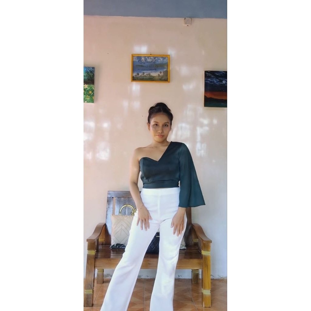 ONE SHOULDER SCUBA CROP TOP