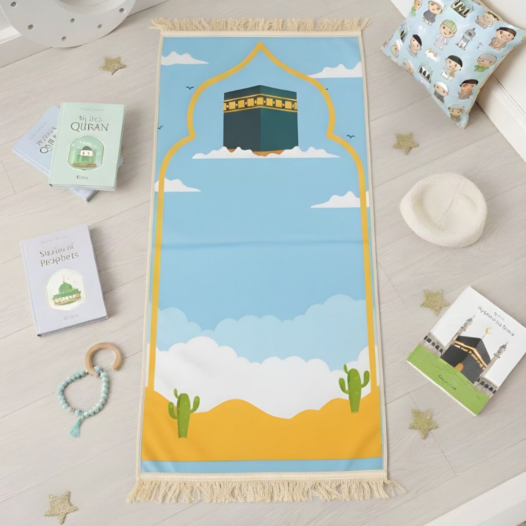 Sajadah premium kanebo anak anak motif kartun 50x100 cm rumbai