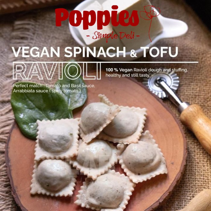 Ravioli Vegan Spinach Tofu - Ravioli isi Bayam dan Tahu - The Lab Food Solution - 500gr