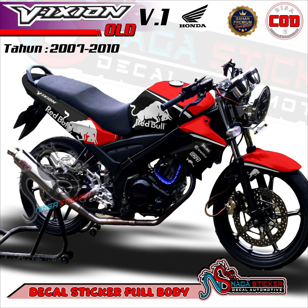 Bisa COD Decal Sticker Full Body YAMAHA VIXION OLD Motif RACING REDBULL NS98009 STICKER Custom Dekal