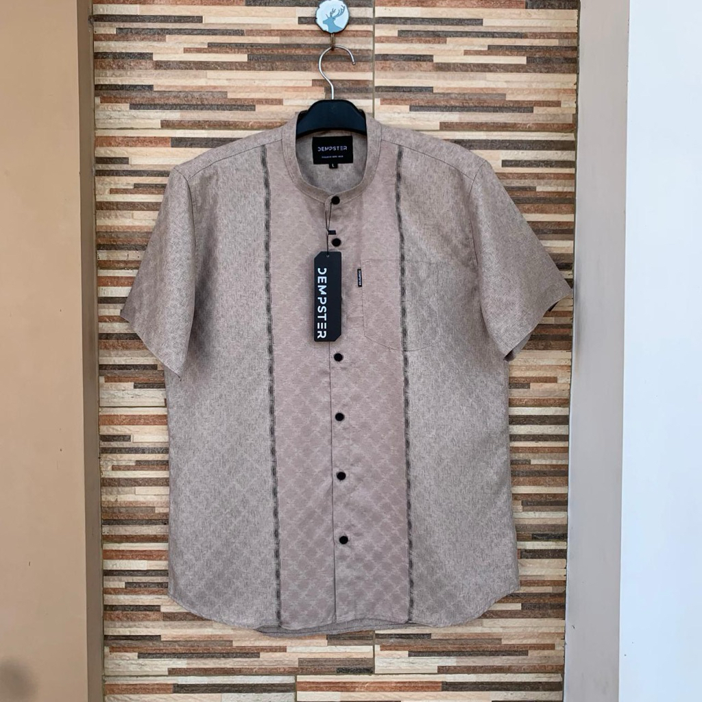 Baju Koko madinah | Kemeja Krah Sanghai Katun Pria Dewasa Lengan Pendek  - Baju koko putih polos son