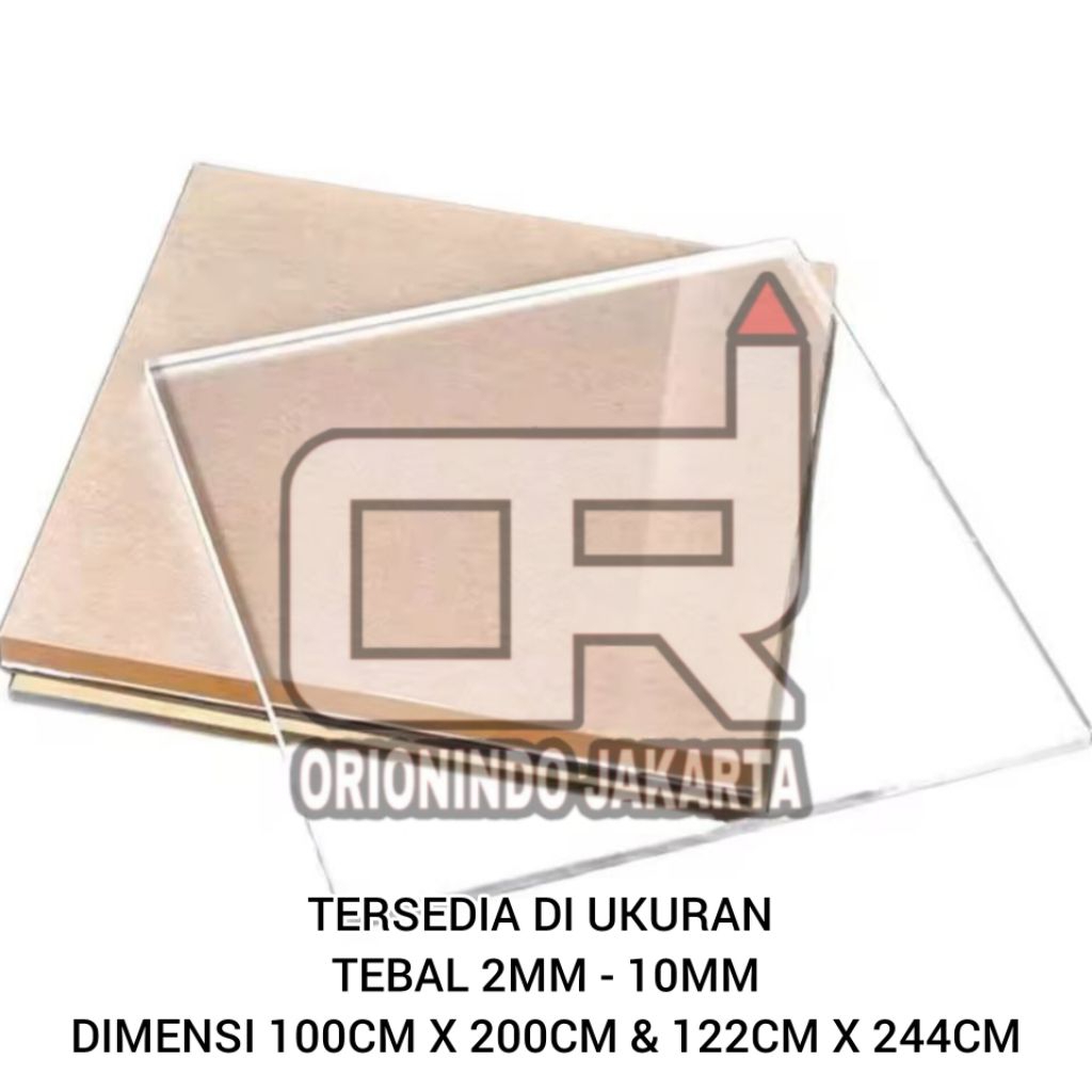 Lembaran Akrilik 5 mm 100x200 cm Potong Jadi 1x1 Meter