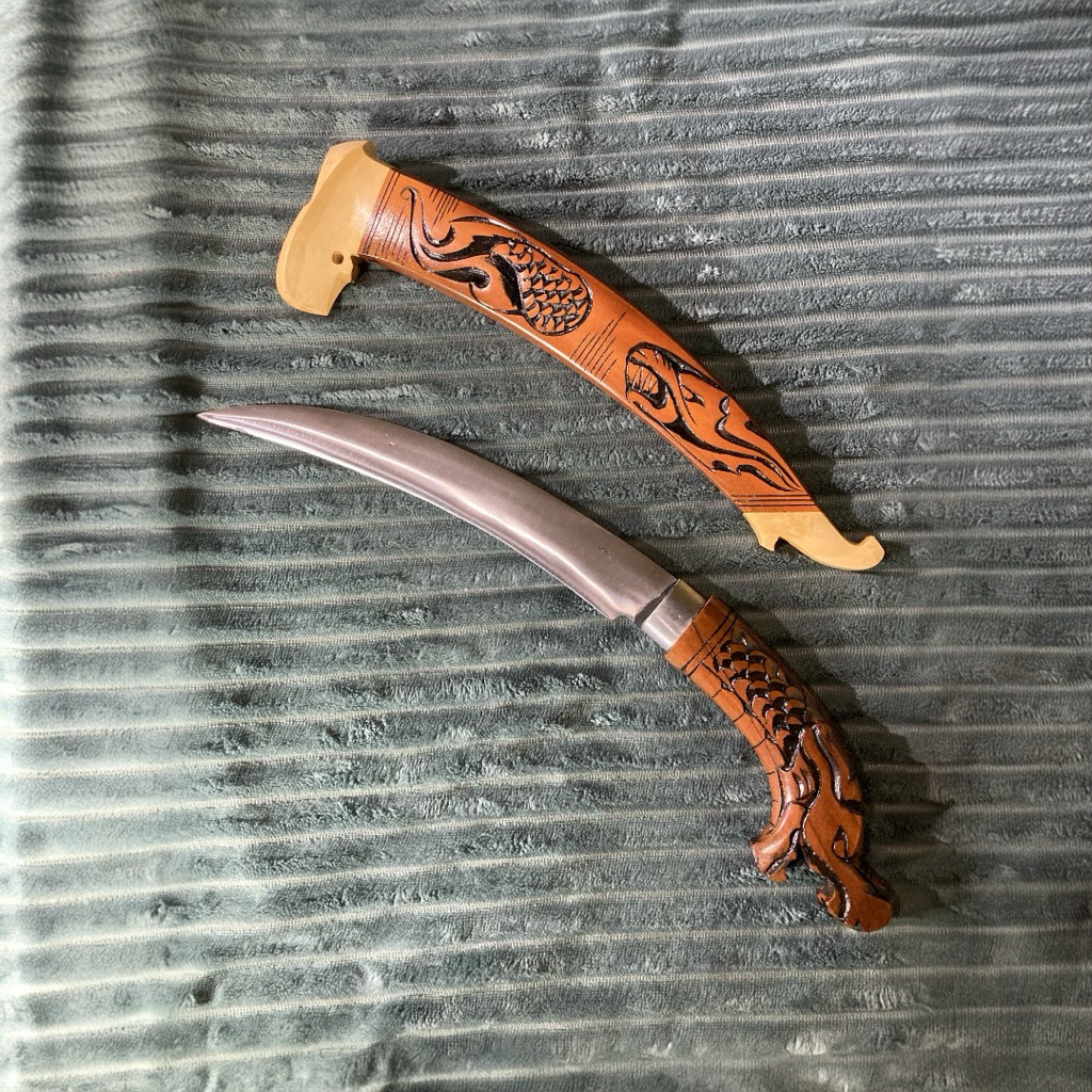 STOK TERBATAS COD {BAYAR DITEMPAT} PISAU KUKU MACAN MOTIP UKIR NAGA