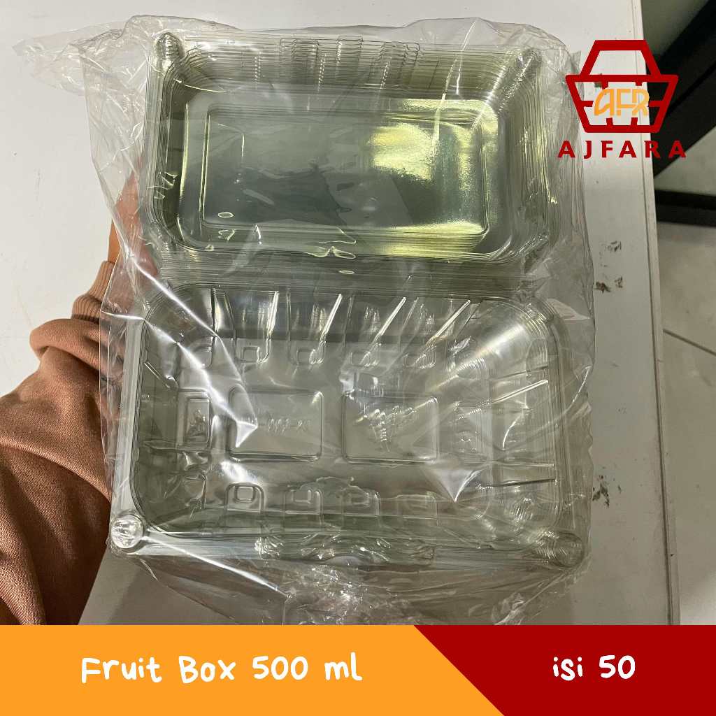 Wadah Buah Fruit Box Clear Premium 500 ml & 250 ml - Plastik Mika Transparan Food Grade