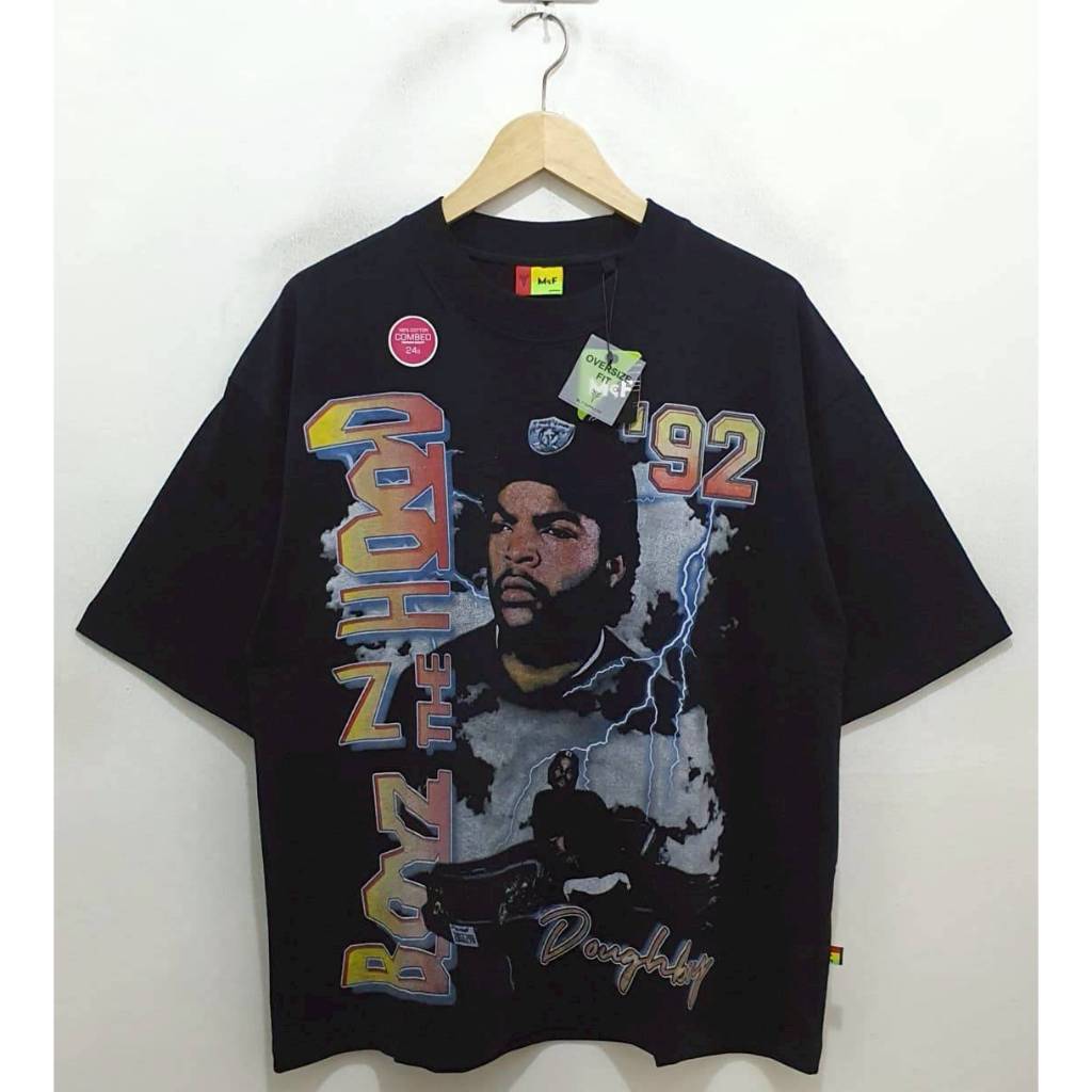 KAOS T-SHIRT OVERSIZE MUSIC BOYS THE HOOD BLACK