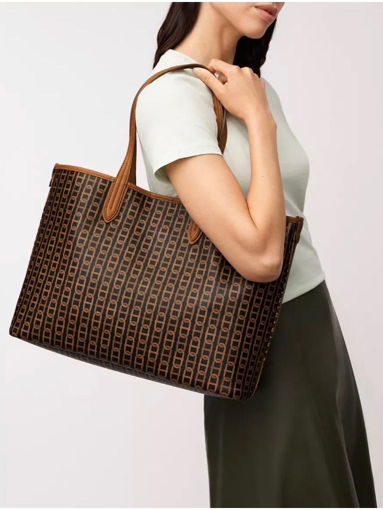 [ORI NEW ] Fossil Tas Williamson Tote Tas Kerja Laptop PVC Brown Multi Nwt  Pouch 21x15cm Dustbag
