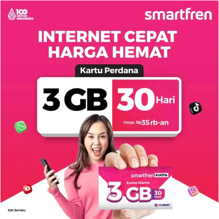 Kartu Perdana Paket Data Smartfren 3 GB I 30 hari - Kartu Smartfren Murah Berkualitas - Perdana Smar