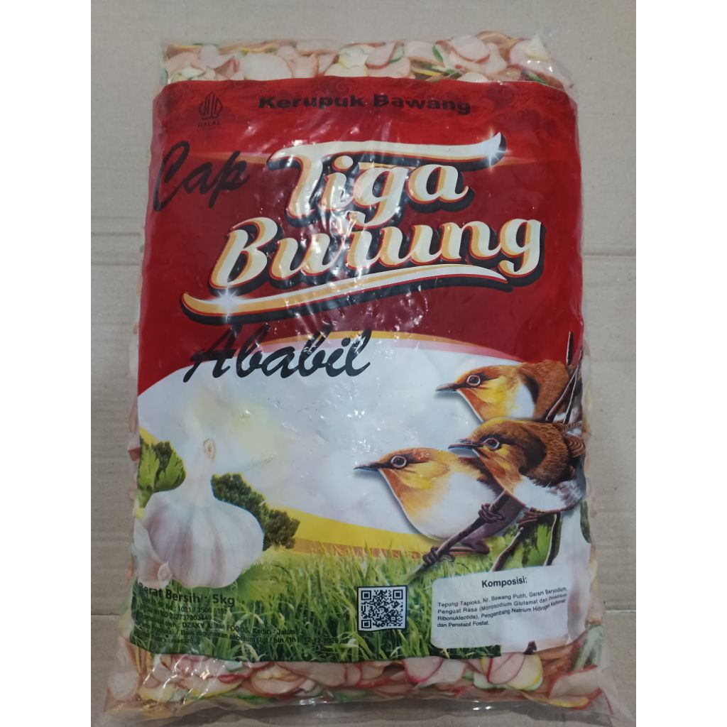 Kerupuk Bawang Cap Tiga Burung Ababil, 250 gr & 500 gr