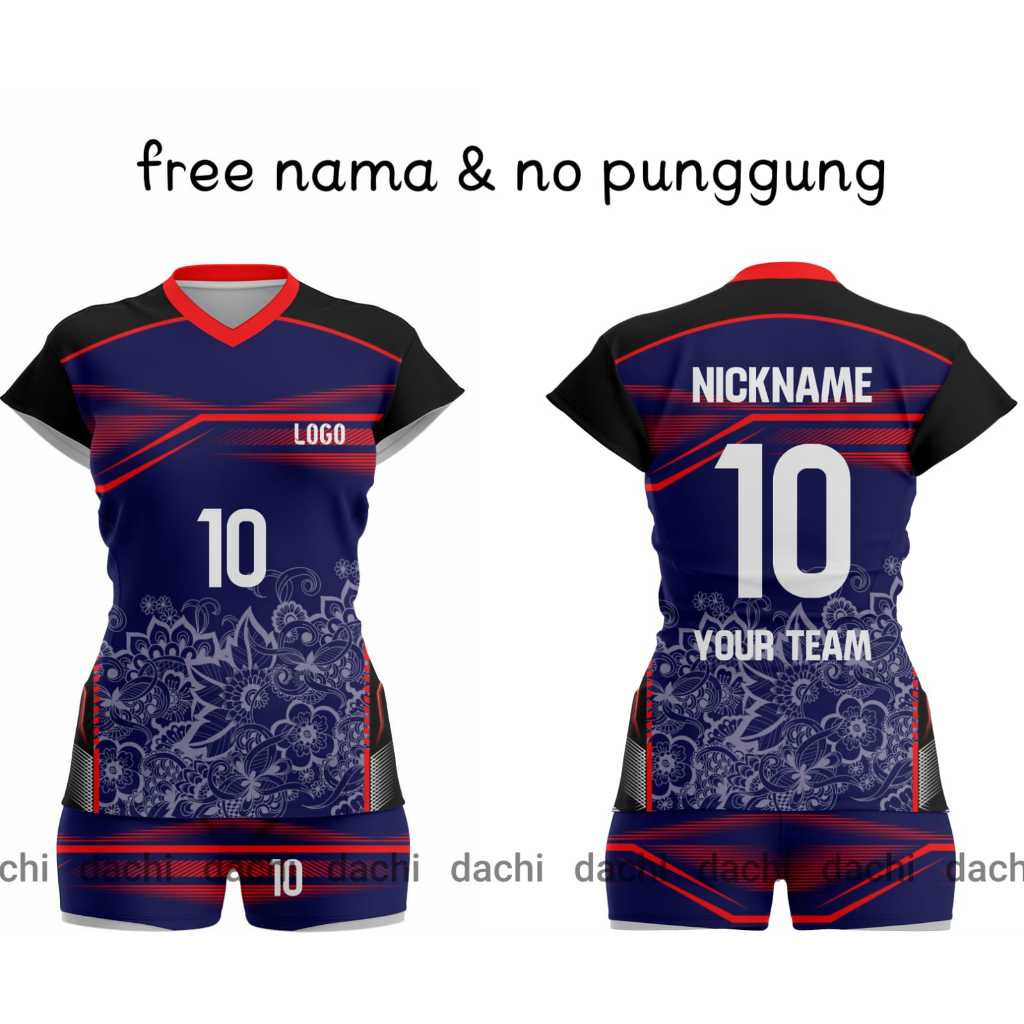 JERSEY VOLLY CEWEK BLACK NAVY, FULL PRINTING FREE NAMA & NOMOR