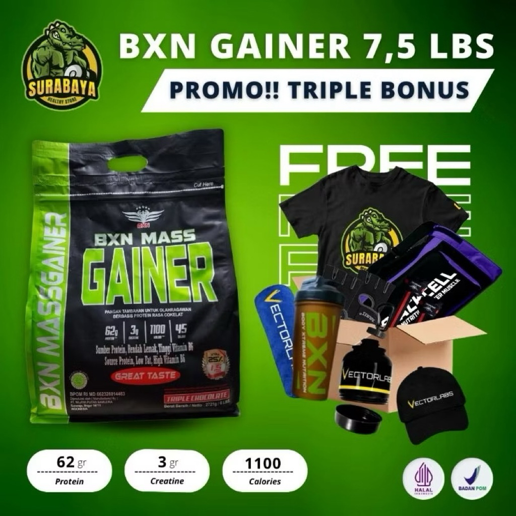 BXN Gainer 6lbs - Susu Tinggi Protein - Suplemen Fitness - Muscle gain