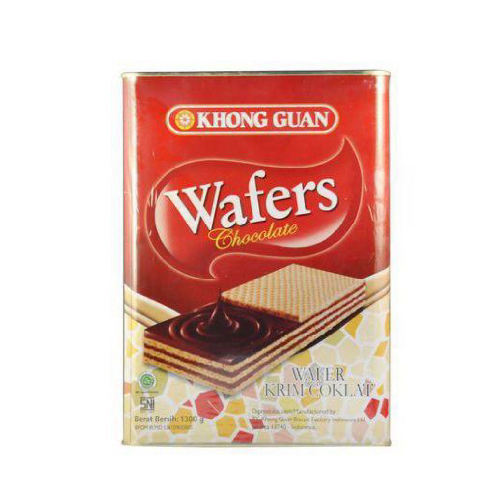WAFER KHONGGUAN CHOCOLATE 1300GR KALENG BESAR/wafers khong guan/wafer coklat khongguan/khongguan cok