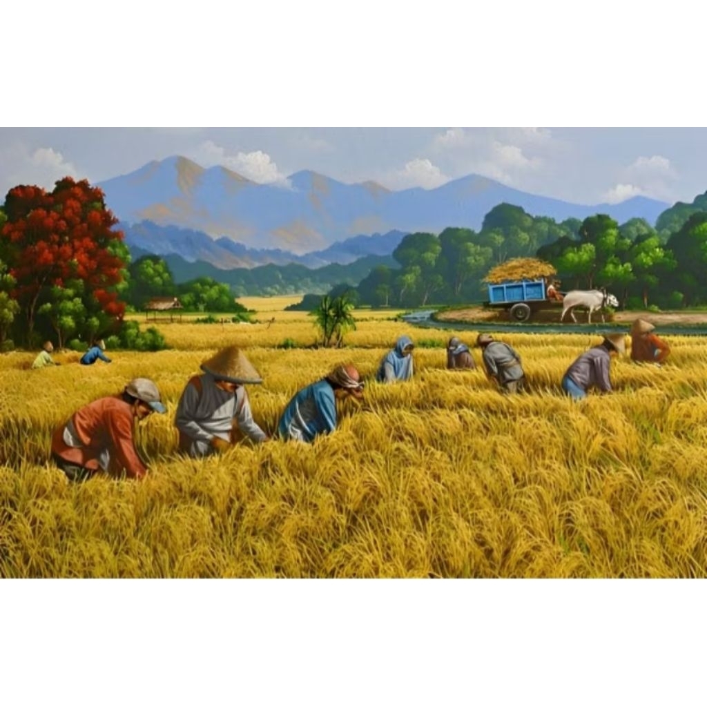 POSTER CETAK JUMBO, LUKISAN CETAK JUMBO, PEMANDANGAN PESAWAHAN,HIASAN, DINDING, BISA COD