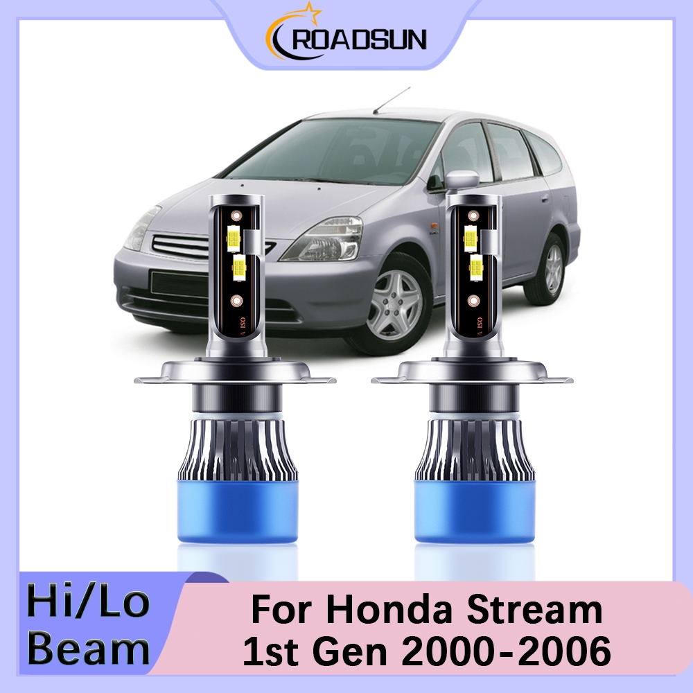 [For Honda Stream 1st Gen 2000-2006] 2PCS LED Lampu Depan Mobil Hi/Lo Beam 12V 18000LM 6000K Cahaya 