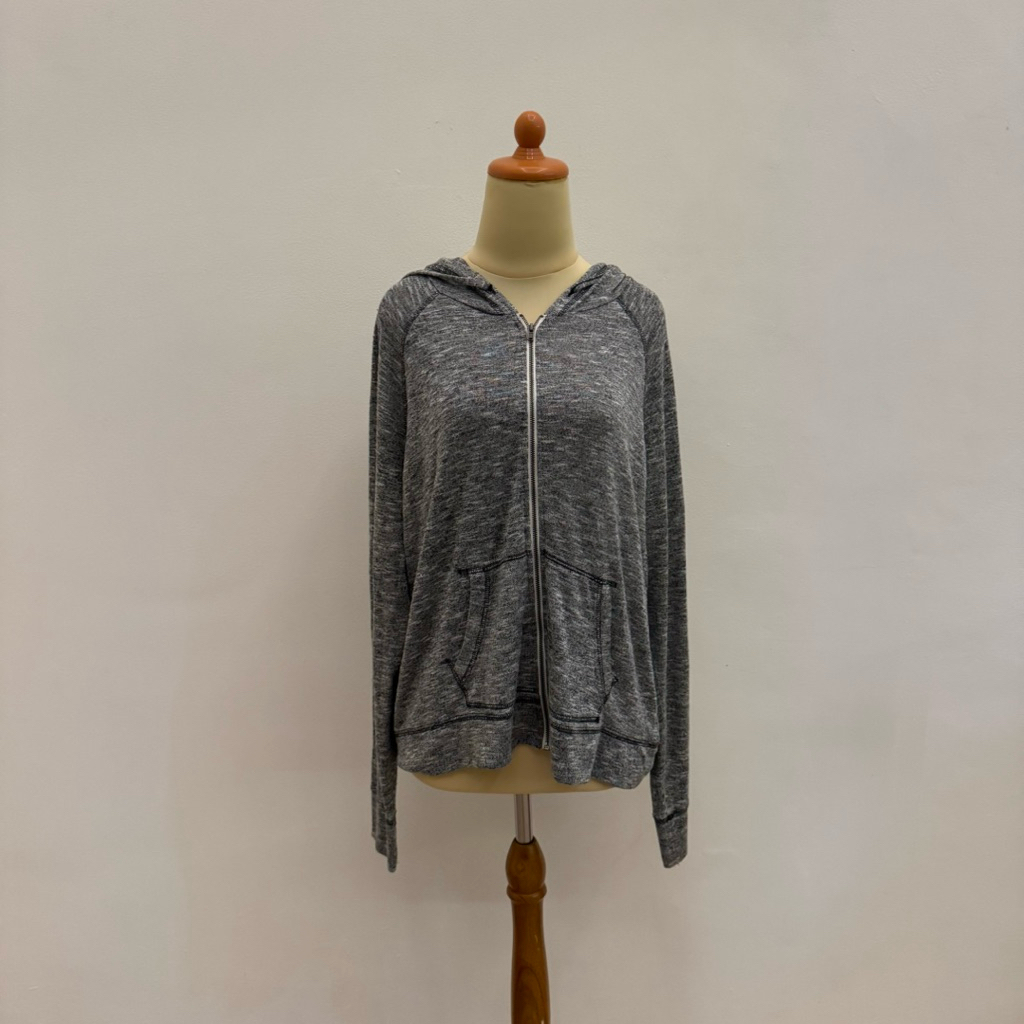 PRELOVED Mossimo Grey Textured Basic Long Sleeve Hoodie Zipper Jacket Fashion Wanita