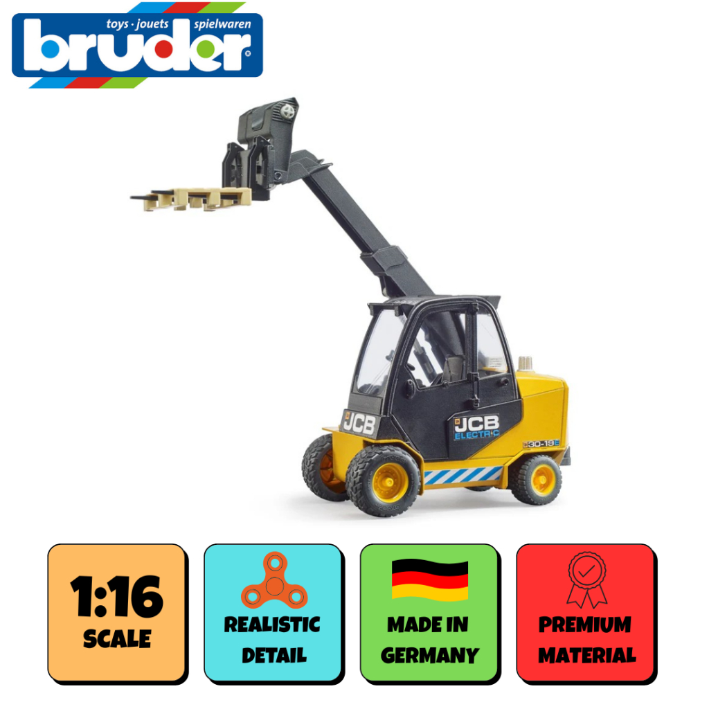 BRUDER 2512 JCB Teletruk with Pallet - Mainan Miniatur Mobil Forklift