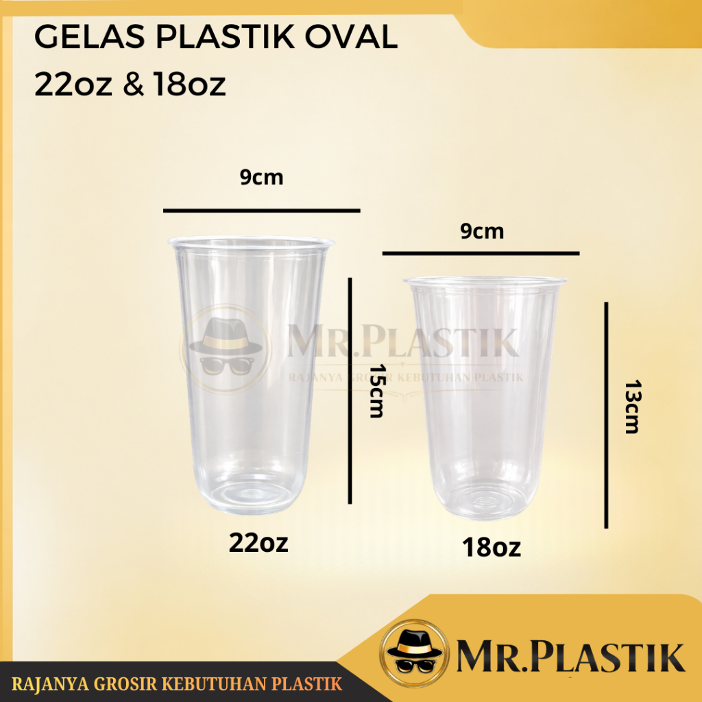 Gelas Plastik Oval Tiptop 22oz 18oz Isi 50pcs / Gelas Oval / U Cup / Gelas Kekinian | Tutup Gelas Da