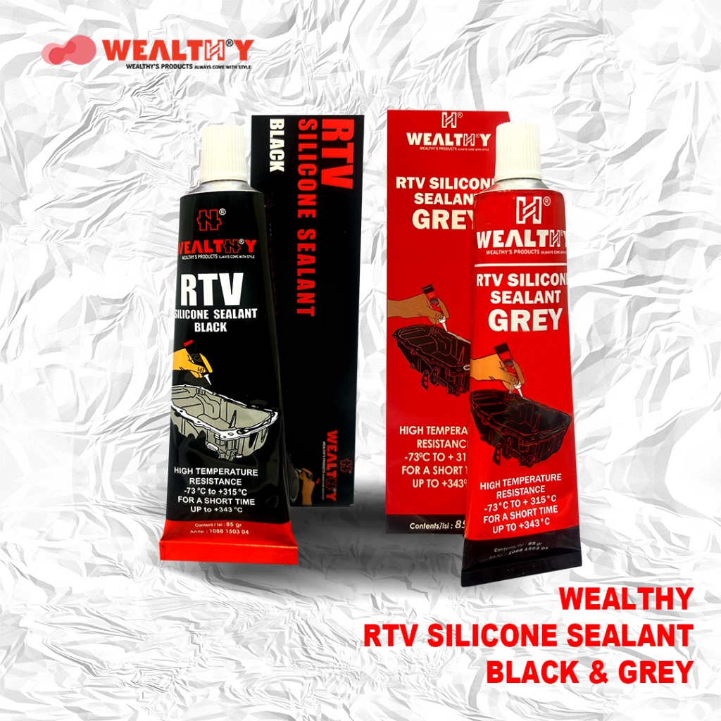 Wealthy RTV Silicone Sealant - Grey dan Black | Lem Gasket | Lem Sealer | Lem Paking Untuk keperluan