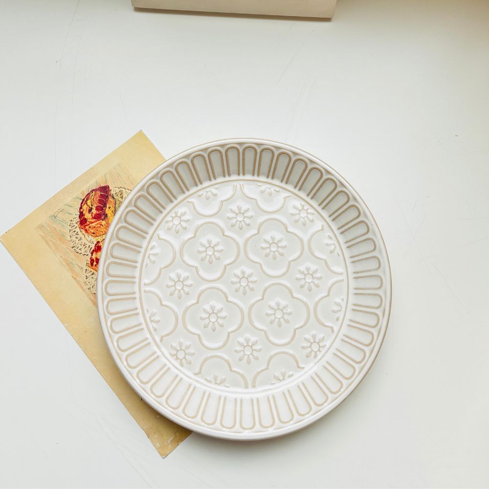 Piring Dessert Bunga Vintage 15cm - Piring Kue Keramik Estetik Pengiriman Aman