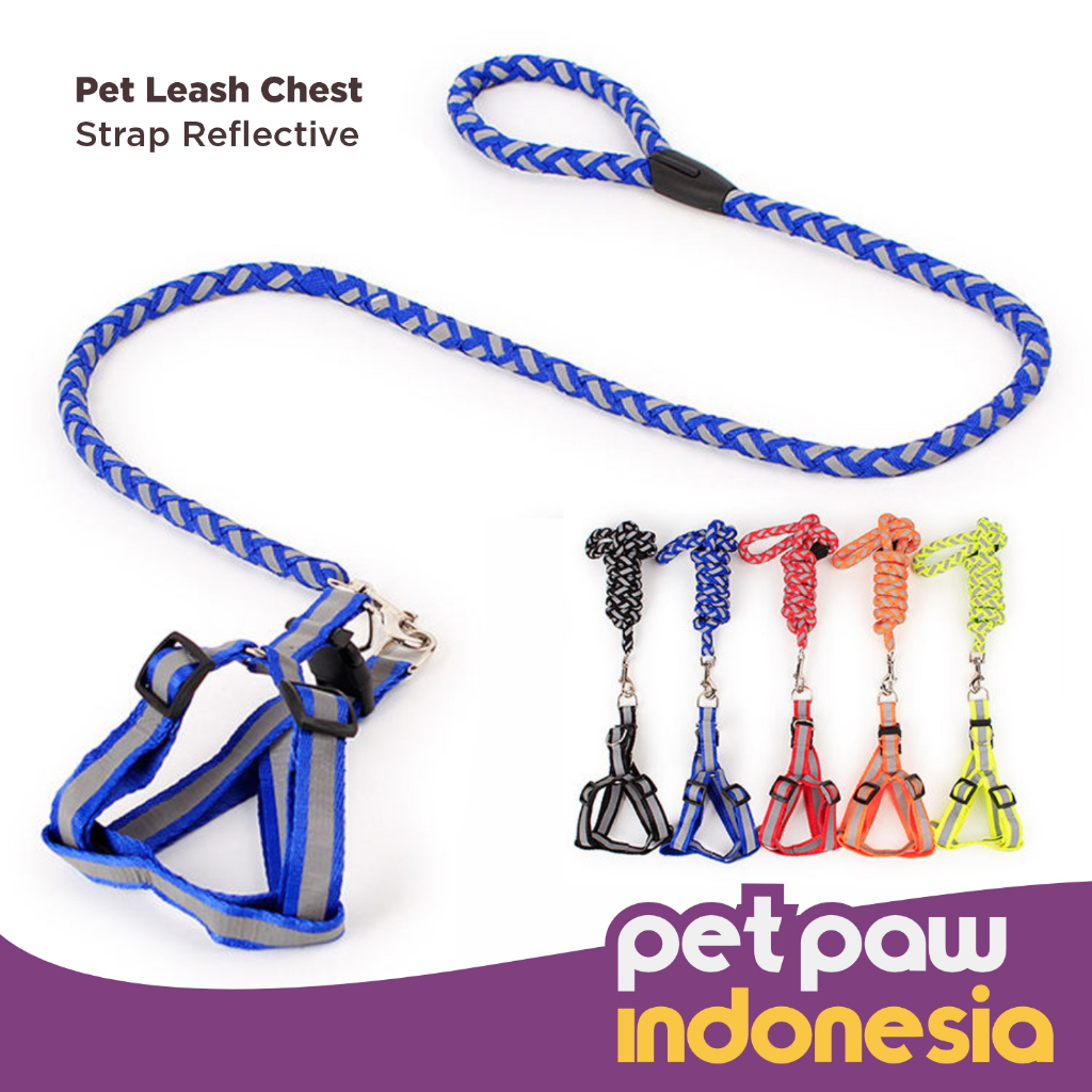 Tali Tuntun Harness Anjing Tali Dada Leash Pet Harness Reflective