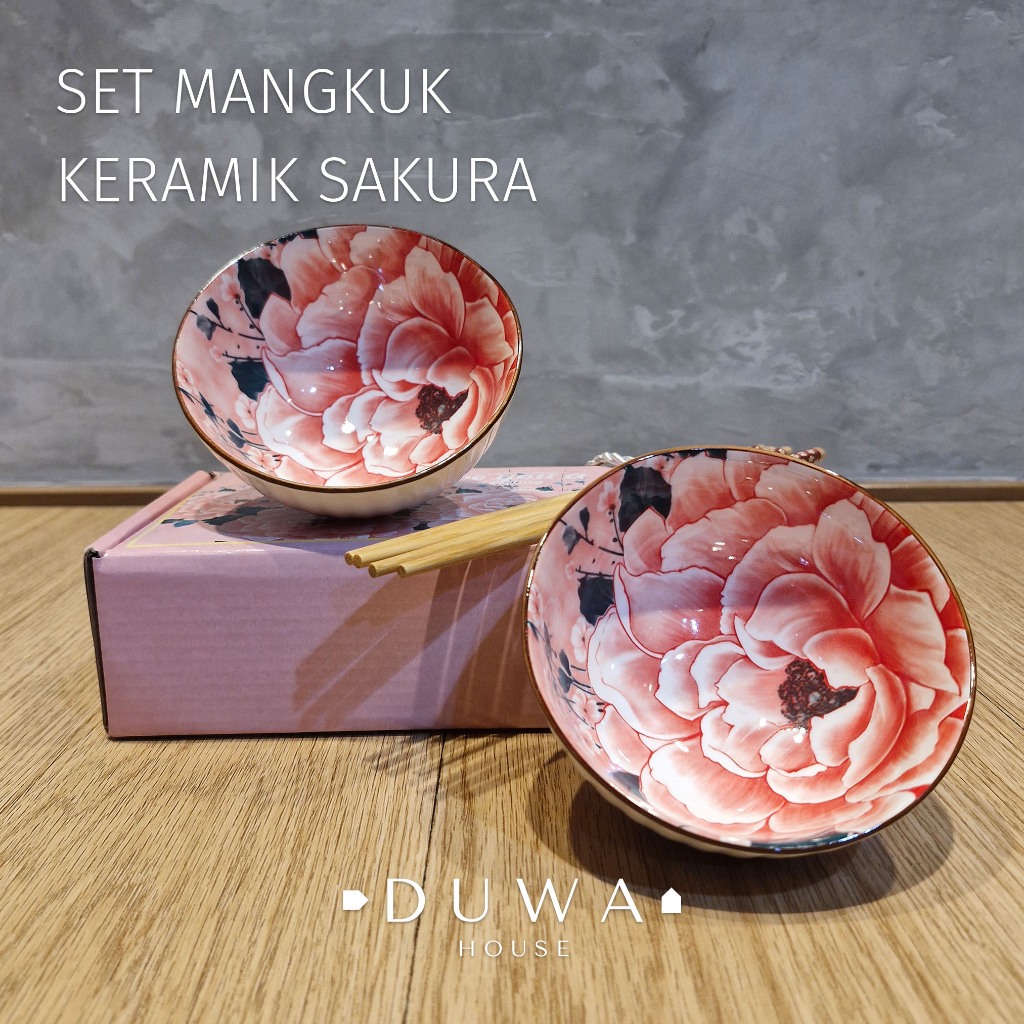 Set Mangkuk Keramik Sakura Peralatan Makan