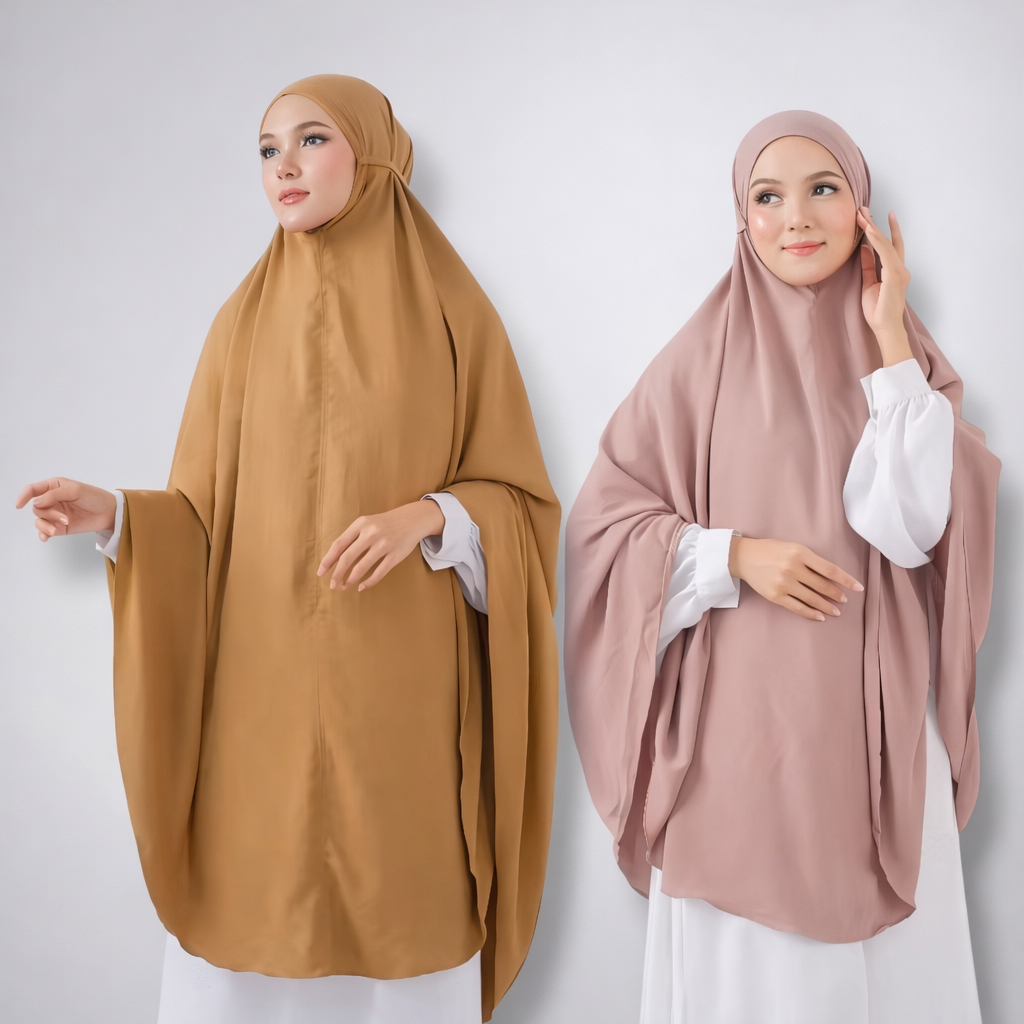 HIJAB JILBAB KERUDUNG KHIMAR SYARI BERGO JUMBO NON PET TALI BAHAN CRINKLE PREMIUM